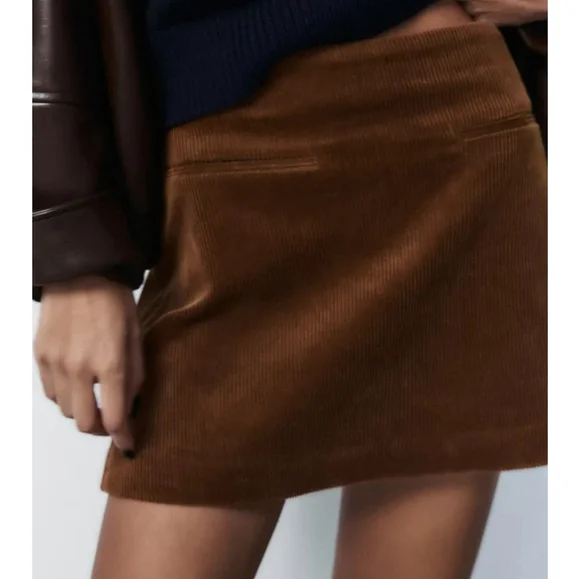 Zara Brown Corduroy Skirt - Picture 2 of 7